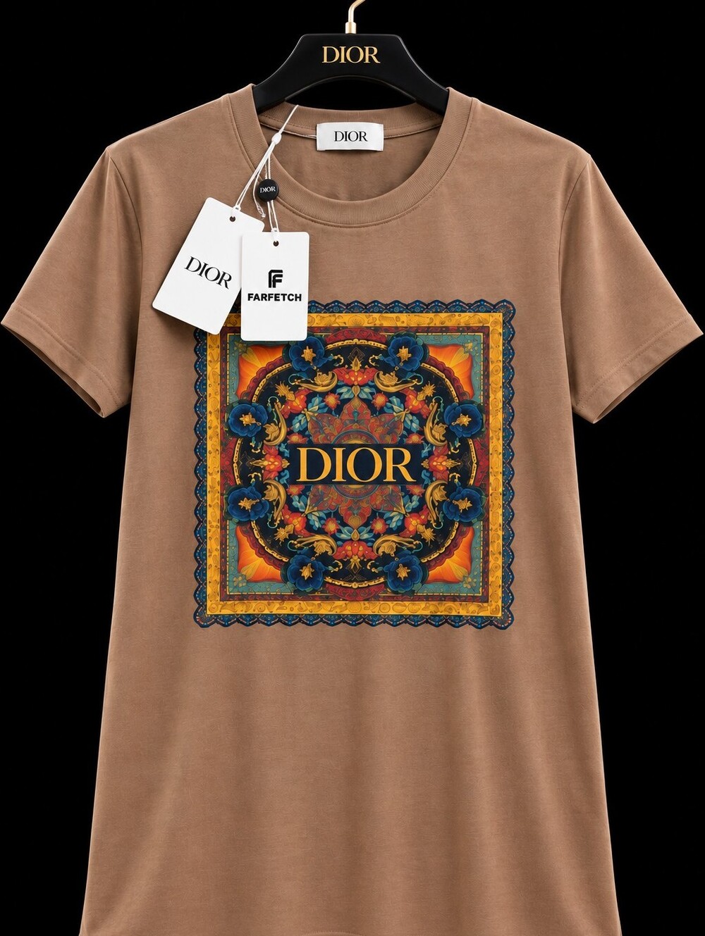 Authentic Dior Unisex Brown Graphic Logo Crewneck Shirt
